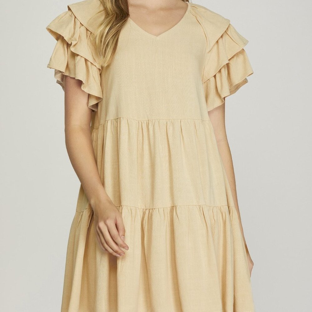 Taupe Ruffle Dress